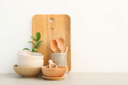a set of tableware on the table.