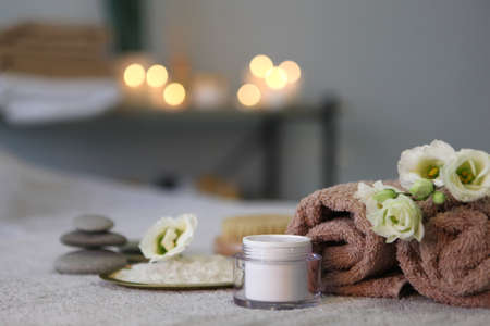 Beautiful spa composition of towels and spa accessories
