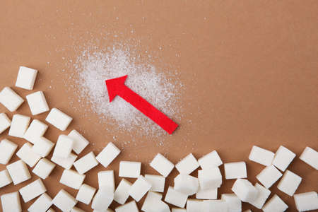 Diabetes mellitus concept. Minimalism, top view, place for text.