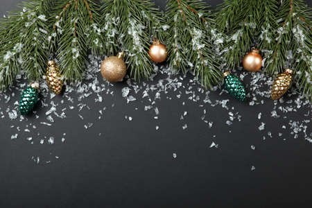 Christmas or New Year accessories top view.