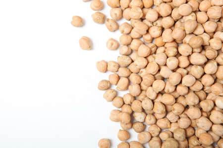 raw chickpeas isolated on whiteの写真素材