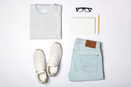 set of fashionable mens clothing and accessoriesの写真素材