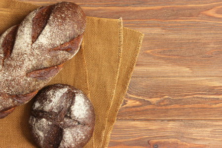 freshly baked bread on the table.