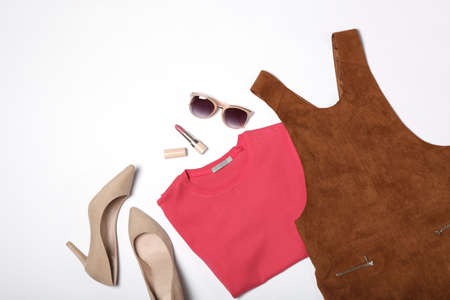 set of fashionable womens clothing and accessories
