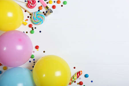 Flatlay composition with accessories for a party or birthday