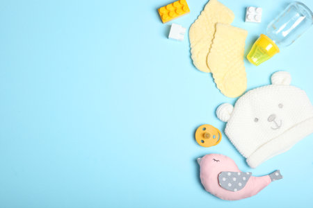 Baby background. Clothing and accessories for a babyの写真素材