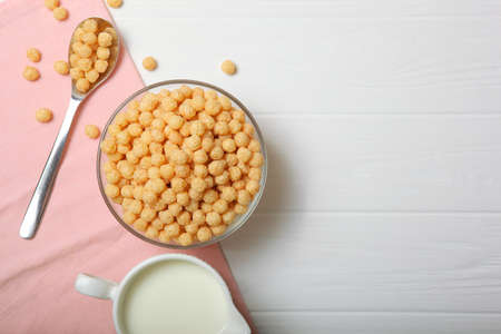 corn balls in glaze for breakfast close-up on the tableの写真素材