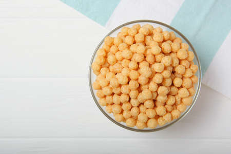corn balls in glaze for breakfast close-up on the tableの写真素材