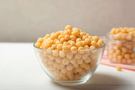 corn balls in glaze for breakfast close-up on the tableの写真素材