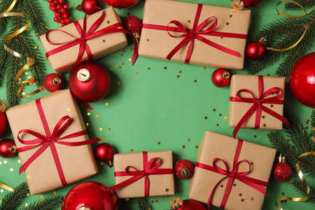 beautiful christmas background with place for text top viewの写真素材