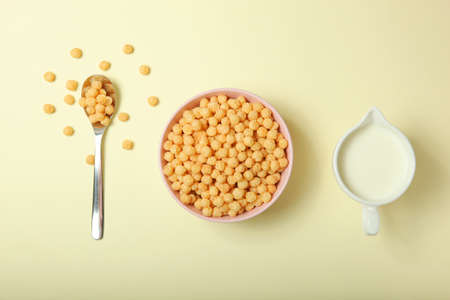 corn balls in glaze for breakfast close-up on the tableの写真素材