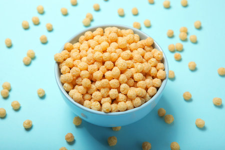 corn balls in glaze for breakfast close-up on the tableの写真素材