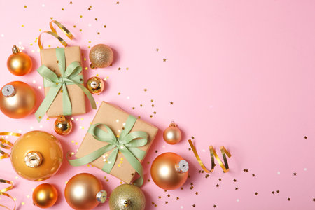 beautiful christmas background with place for text top viewの写真素材