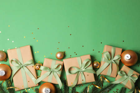 beautiful christmas background with place for text top viewの写真素材
