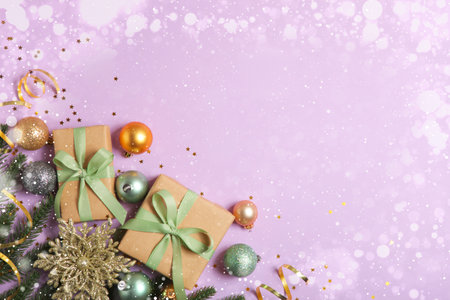 beautiful christmas background with place for text top viewの写真素材