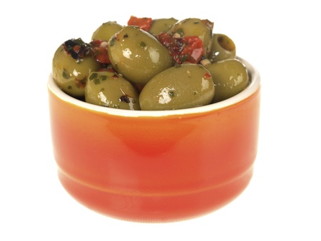 Bowl of Green Olivesの写真素材