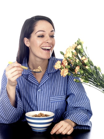Young Woman Receiving Bunch of Flowersの写真素材
