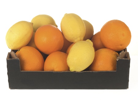 Box of Oranges and Lemonsの写真素材