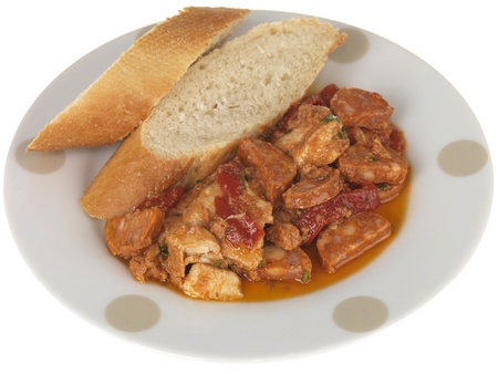 Chicken with Piquillo Peppers and Chorizoの写真素材