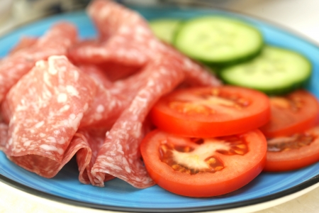 Milano Salami and Saladの写真素材