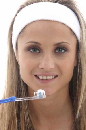 Model Released. Young Woman Brushing Teethの写真素材