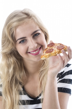  Attractive Young Woman Eating Pizzaの写真素材
