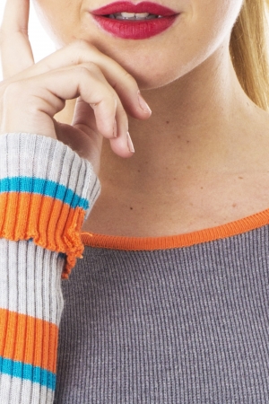 Womans Lips and Handsの写真素材