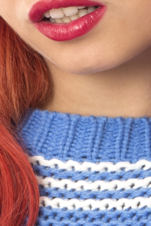 Model Released. Attractive Young Woman Sexy Red Lips