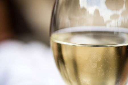 Close Up Of A Glass of White Wine With Copy Spaceの写真素材