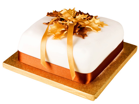 Image of an Iced and Decorated Christmas Celebration Cakeの写真素材