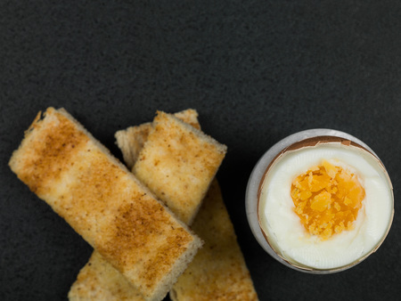 Hard Boiled Egg with Toast Fingers Breakfast Foodの写真素材