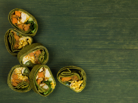 Tumeric Chicken Wrap or Sandwich Healthy Foodの写真素材