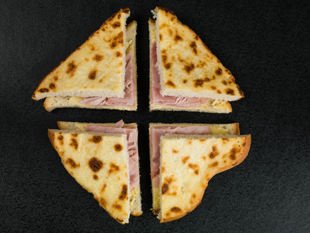 Cheese and Ham Toasted White Bread Sandwich