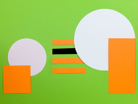 Geometric Patterns Solid Squares and Circles on a Green Background