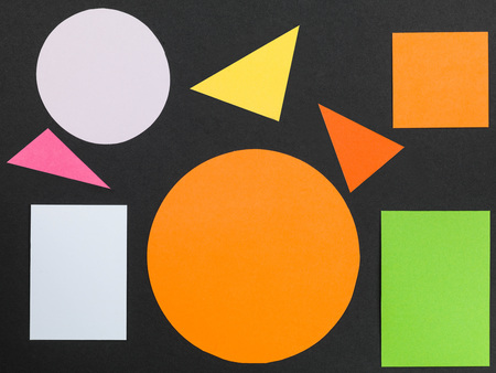 Colorful Pattern of Geometric Shapes Against a Black Backgroundの写真素材