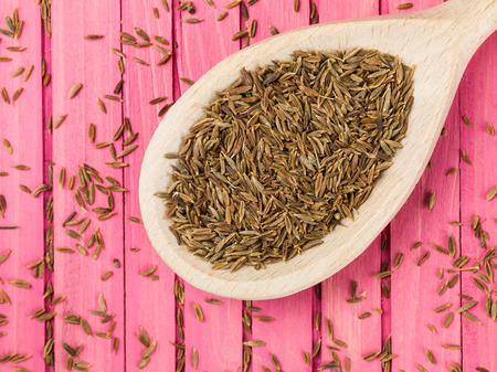Spoonful of Dried Cumin Seeds Spiceの写真素材