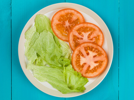 Fresh Healthy Tomato and Lettuce Saladの写真素材