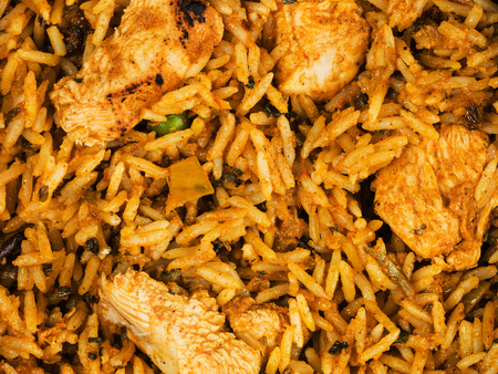 Indian Style Chicken Tikka Biryani Curry Mealの写真素材