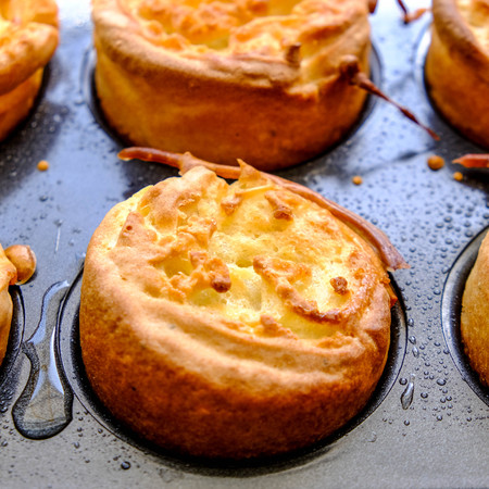 Home Cooked Traditional Yorkshire Puddings In a Baking Tray Ready To Eat