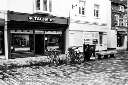 London UK October 06 2020, TAG Heuer Luxury Goods Shop Front With No People