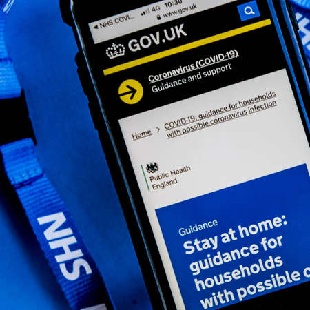London UK October 14 2020, Close Up Of The UK NHS Track and Trace Mobile Phone App To Alert People...