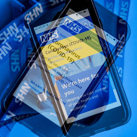 London UK October 14 2020, Close Up Of The UK NHS Track and Trace Mobile Phone App To Alert People...