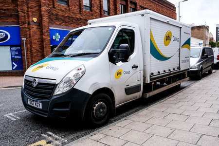 London UK October 2020, PHS Sanitary Consumables Delivery Van Parked Roadside Delivering Sanitary...