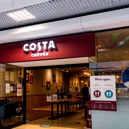 London UK, November 26 2020, Branch Of Costa Coffee Open For Takkeaway Only Drinks During COVID-19 Lockdownのeditorial素材