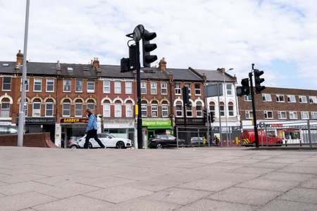 Kingston-Upon Thames London, April 27 2021, Row Of Shops Or Stores On An Empty Town Centre High...