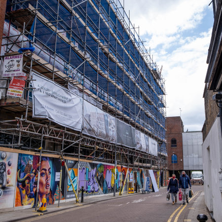 Kingston Upon Thames London UK, May 07 2021, Inner City Construction Site Development Surrounded By...