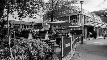 Kingston Upon Thames Surrey London UK May 07 2021, A Group Of People Eating Meals On A Restaurant outside Terrace During Lifting Of Lockdown Restrictionsのeditorial素材