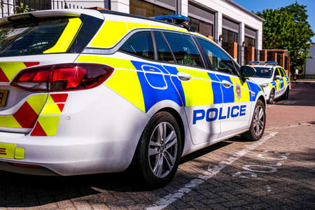 Epsom Surrey, London, May 08 2022, Close Up Of Police Patrol Response Cars With No Peopleのeditorial素材