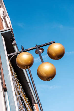 Epsom Surrey, London UK, May 22 2022, Traditional High Street Pawn Broker Symbol Or Signのeditorial素材
