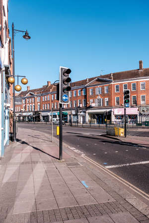 Epsom Surrey, London UK, May 28 2022, Row Or Line Of High Street Retail Shops With No People of Trafficのeditorial素材